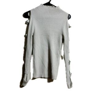 Roma Gray Cowl‎ Neck Sweater with Strappy Sleeves